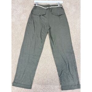 NWT Grey State Womens Olive Green Cotton Linen Rope Tie Relaxed Pants 0 Lounge